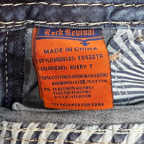 Rock Revival Women's Jeans Size 27 (4) Avery Straight Biker Moto Bling Crystal - Picture 14 of 16